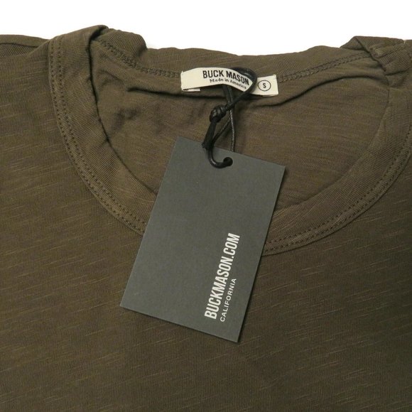 Buck Mason Mens Resin Slub T-Shirt Curved Hem L/S - Picture 7 of 10